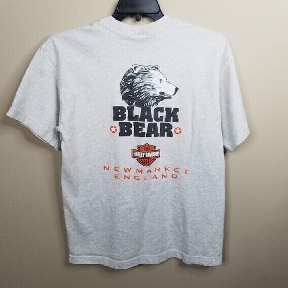 Harley Davidson Black Bear New‎ Market England T Shirt Size Large Vintage 90s